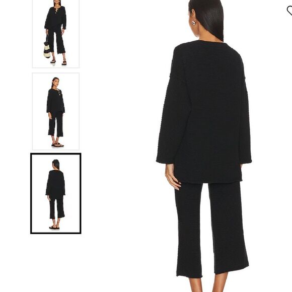 Revolve Free People Beach Hailee Set Black Waffle Knit Thermal Loungewear Medium - Picture 2 of 15